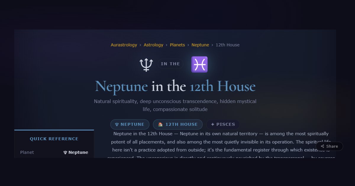 Neptune in the 12th House: Neptune's Natural Home, Deep Spirituality ...
